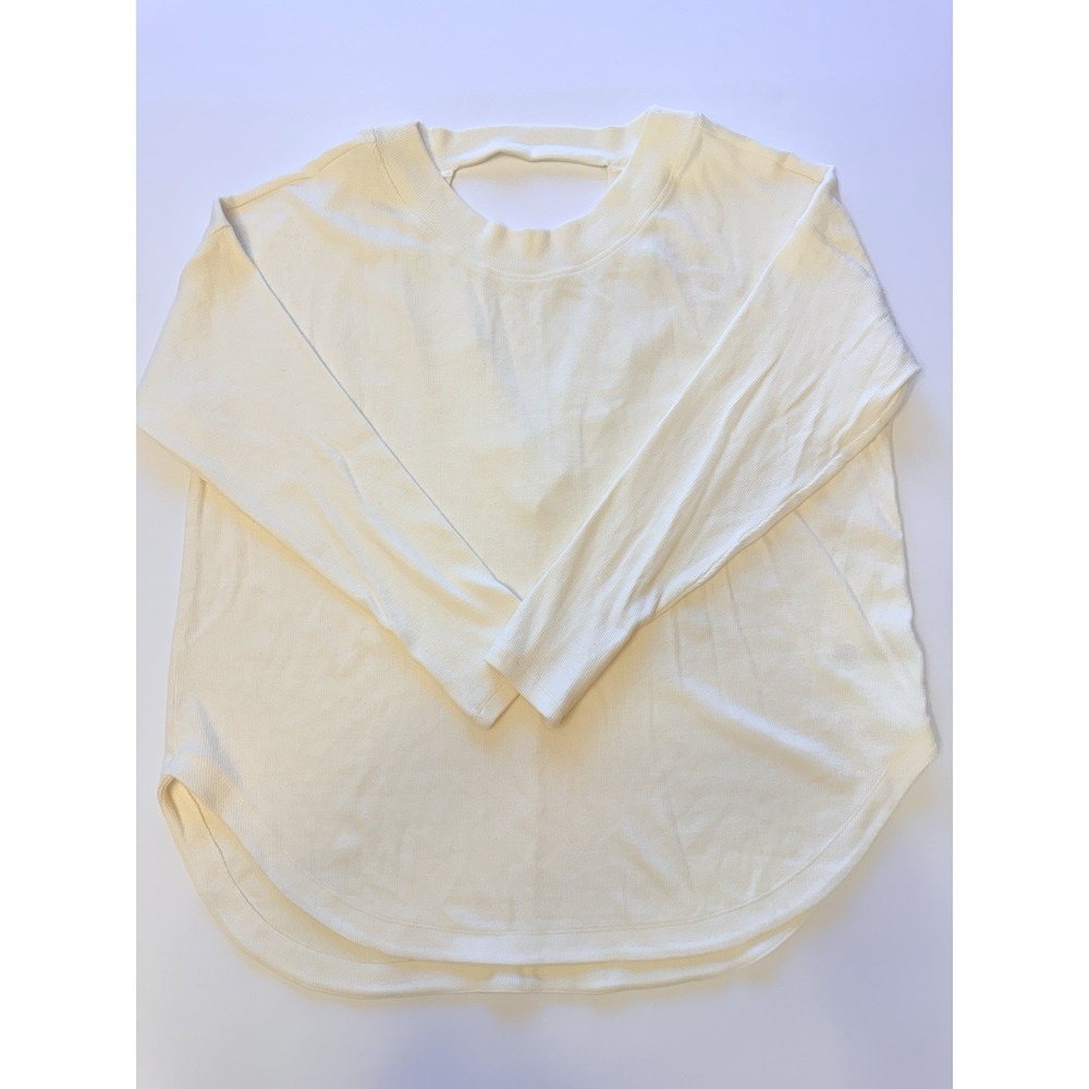 Athleta Cream Colored V Back Long Sleeve Sweater Size Extra Large XL Women's